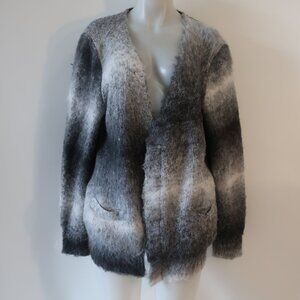 Mens Sacai Assoc Wool Blend V-Neck Chunky Furry Cardigan Sweater 4 US/XL